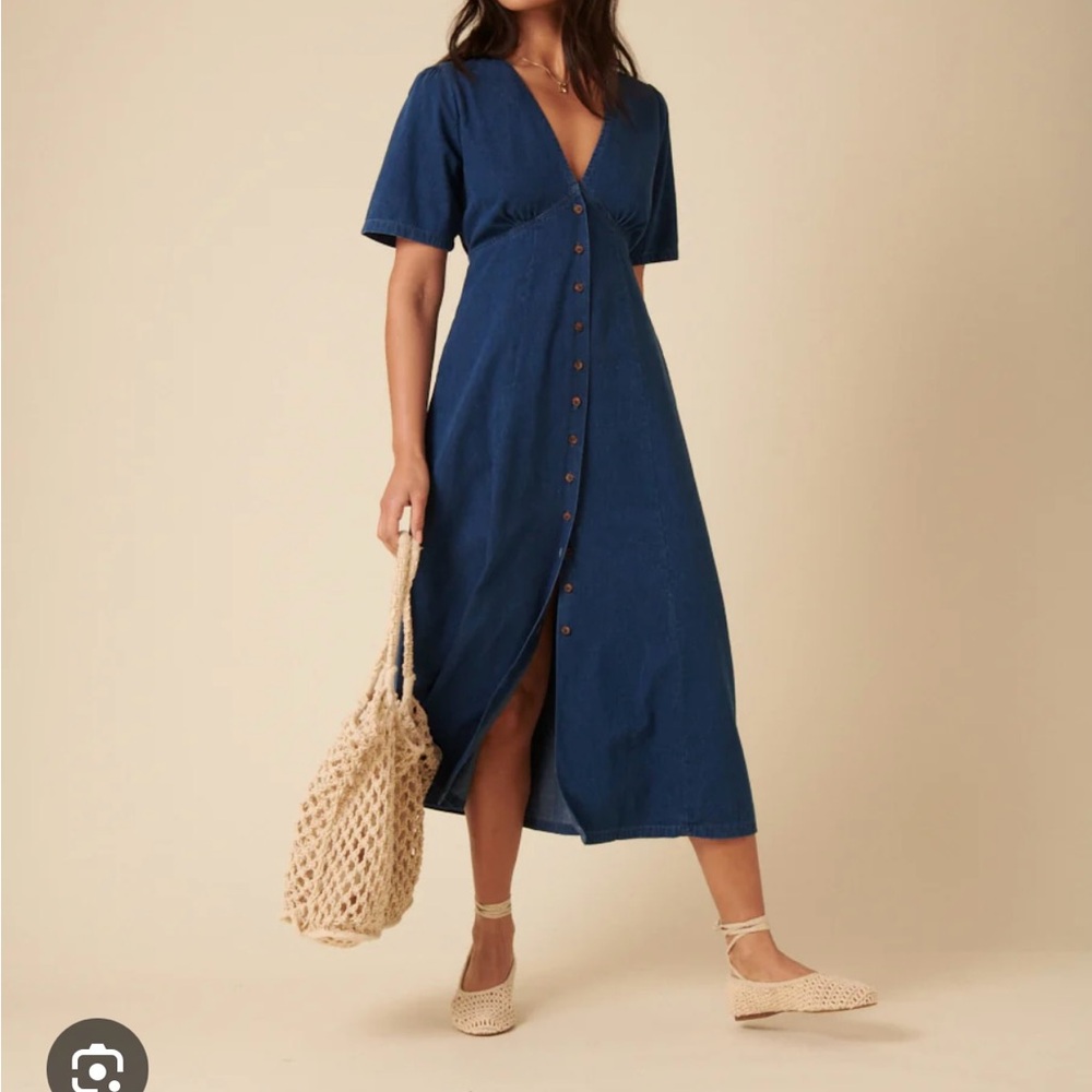 Nobody’s Child Blue Denim Midi Dress NWT